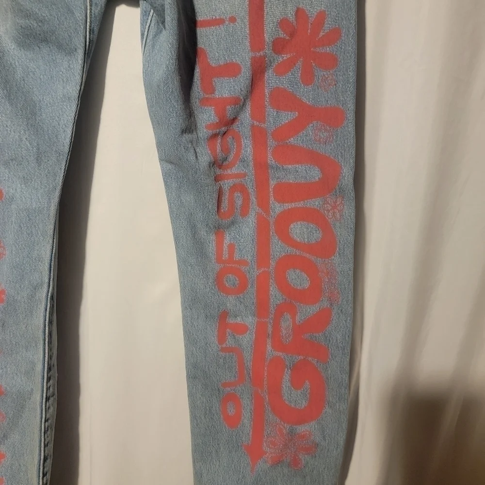 Levi's Premium 501 Jeans Men’s 34x30 Hippie Love Peace Groovy Flowers - Picture 4 of 9
